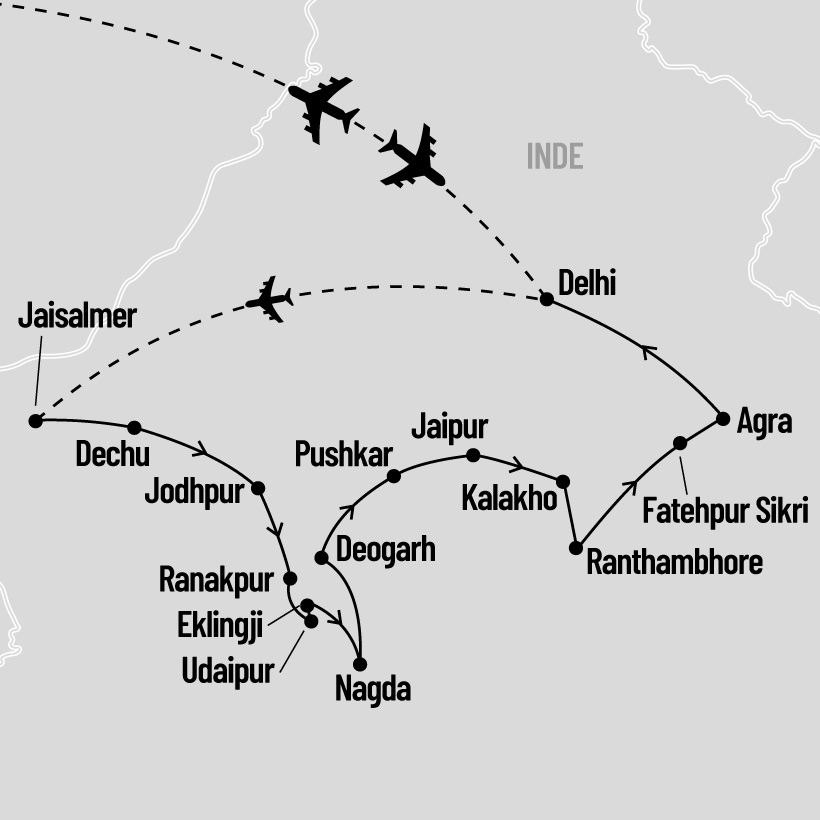 Héritage et nature de l'Inde du Nord map