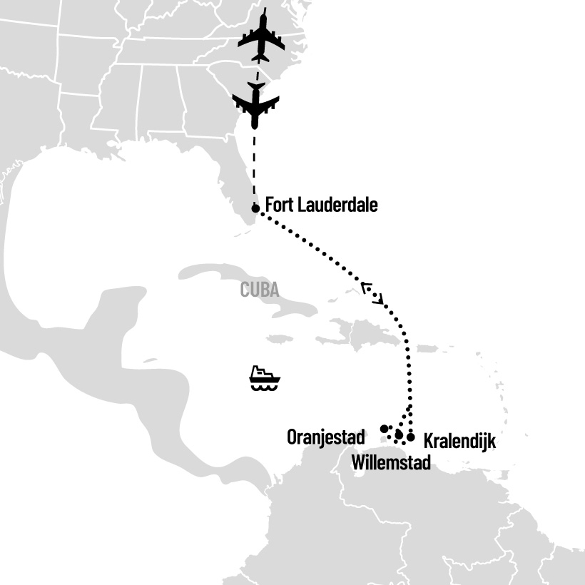 Croisière dans les Caraïbes du sud au départ de Fort Lauderdale map