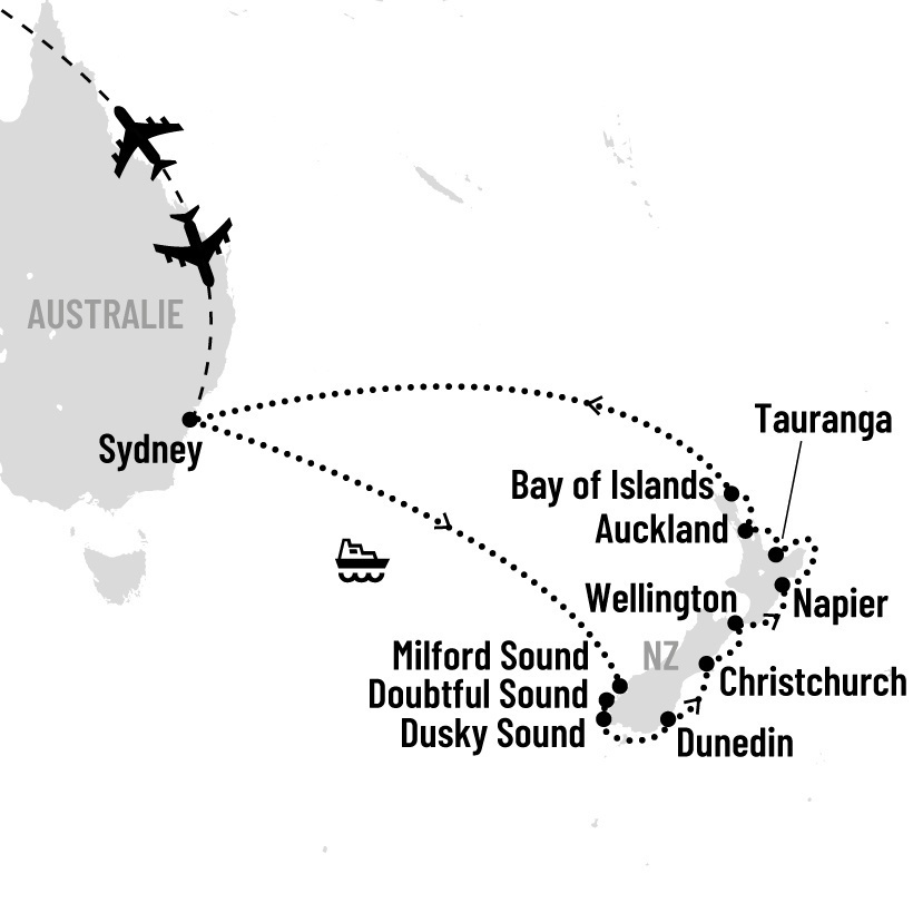 Duo Australie et Nouvelle-Zélande en croisière map